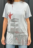 Vapor Blue Fire Tower Organic Cotton-Blend  Crewneck Tee - Women