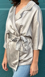 Pewter Silk-Blend Wrap Jacket