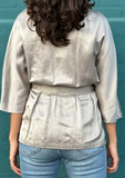 Pewter Silk-Blend Wrap Jacket